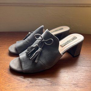 Karl Lagerfeld Grey Suede Slides with Tassles